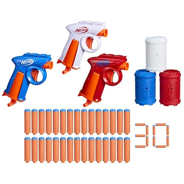 Nerf N Series Backyard Triple Pack, Includes 3 Flex Blasters, 3 Targets, 30 N1 Darts, Ages 8+ (Amazon Exclusive) by Nerf - Used - Like New condition