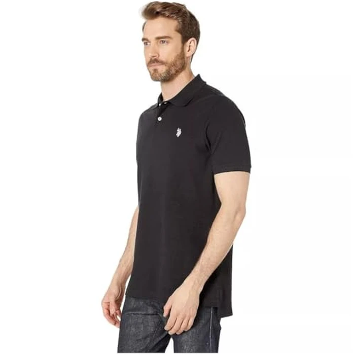 U.S. Polo Assn. Men's Classic Polo Shirt, Two-Button Closure Pique Polo Shirt, Summer Fashion Golf Shirt, Black/White, XL by U.S. POLO ASSN. - Image 2