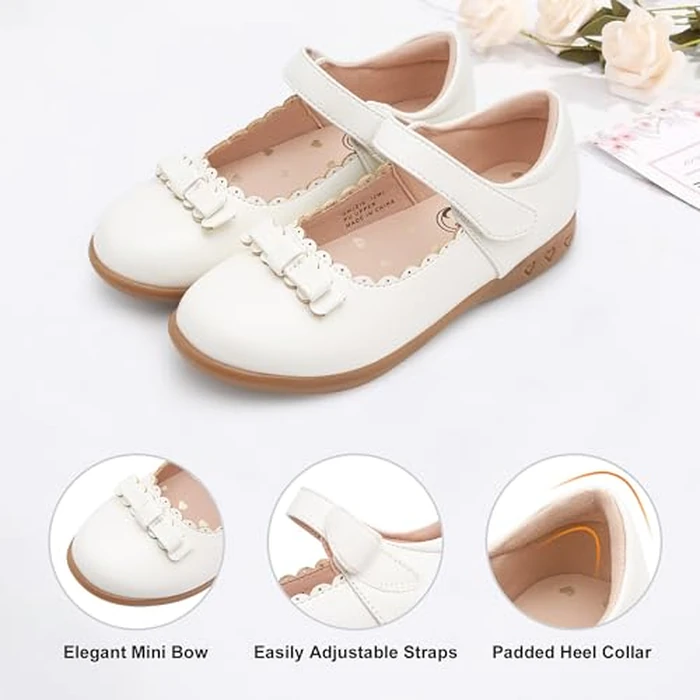 Stelle Mary Jane Shoes for Girls School Uniform Flats Dress Shoes for Church Music Recitals (Little/Big Kids)(White,3ML) by Stelle - Image 3