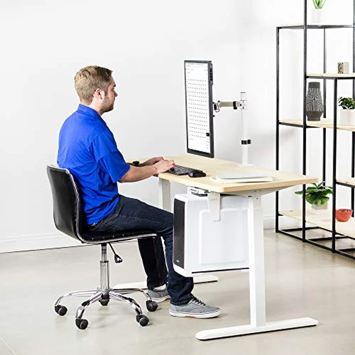 VIVO Single Monitor Arm Desk Mount, Holds Screens up to 32 inch Regular and 38 inch Ultrawide, Fully Adjustable Stand with C-Clamp and Grommet Base, VESA 75x75mm or 100x100mm, White, STAND-V001W by VIVO - Image 8