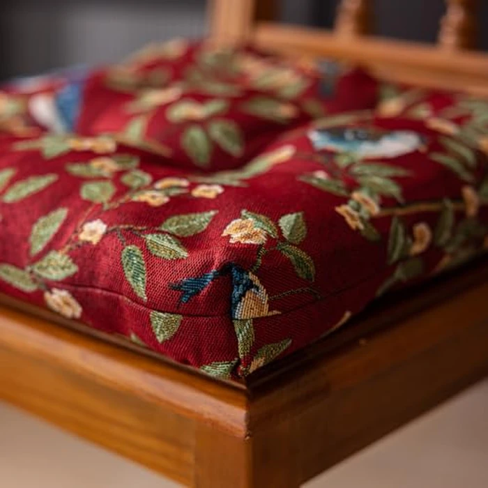 vctops Farmhouse Bird Print Chair Cushions with Ties U-Shaped Soft Comfortable Chair Pads Non Slip Seat Cushions for Indoor Dining Room and Kitchen Chairs (Red,16"x16") by vctops - Image 6