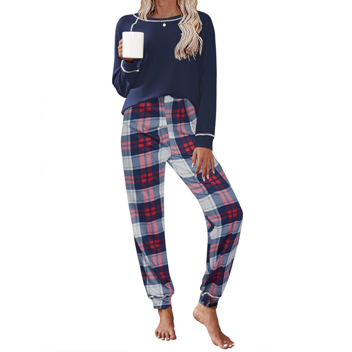 Ekouaer Pajamas Set for Women Soft Comfy Pjs Sets Long Sleeve Sleepwear Loungewear S-XXL Navy Plaid by Ekouaer - Used - Very Good condition
