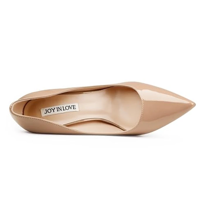 JOY IN LOVE Women's Pump Shoes 3.5" High Heels Pointy Toe Stiletto Pumps Nude 9US by JOY IN LOVE - Image 3