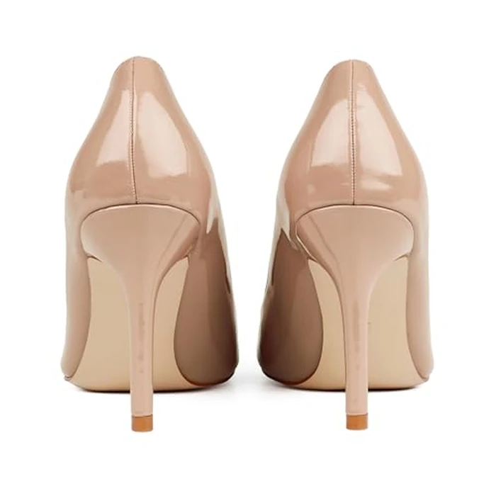 JOY IN LOVE Women's Pump Shoes 3.5" High Heels Pointy Toe Stiletto Pumps Nude 9US by JOY IN LOVE - Image 4