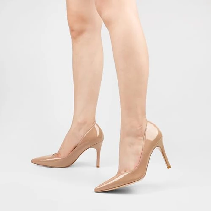 JOY IN LOVE Women's Pump Shoes 3.5" High Heels Pointy Toe Stiletto Pumps Nude 9US by JOY IN LOVE - Image 5