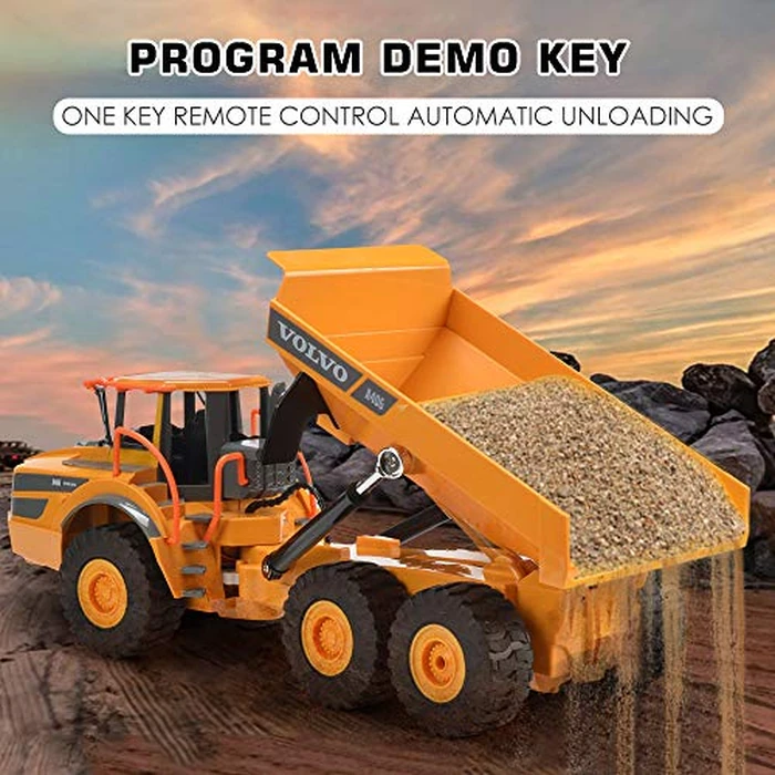 DOUBLE E Volvo RC Dump Truck Toy for Kids, Articulated Hauler, Remote Control Construction Toys Vehicles with Lights, Birthday Gifts Ideas for Boys Age 6 7 8 9 10 Year Old and up by DOUBLE E - Image 3