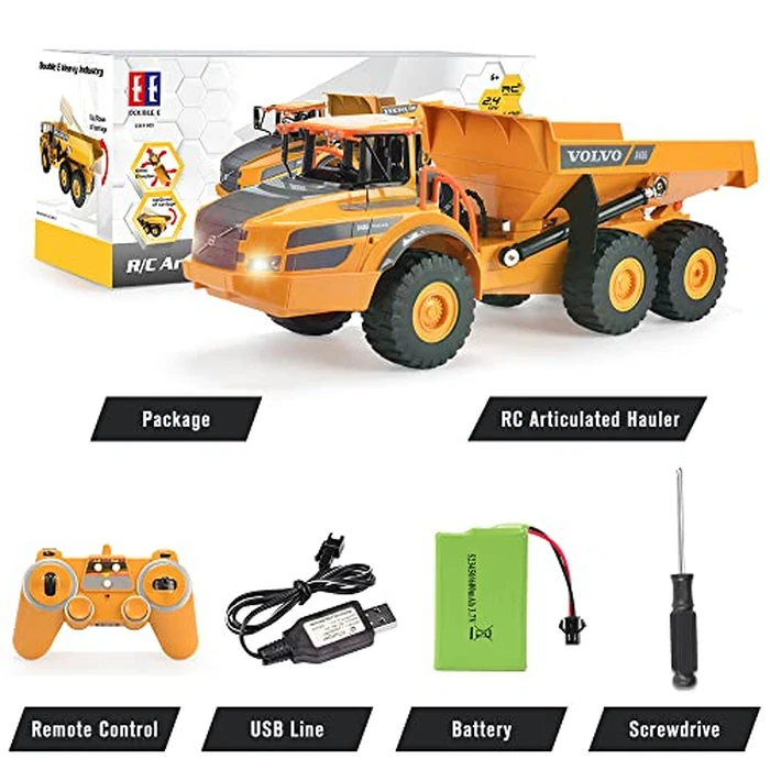 DOUBLE E Volvo RC Dump Truck Toy for Kids, Articulated Hauler, Remote Control Construction Toys Vehicles with Lights, Birthday Gifts Ideas for Boys Age 6 7 8 9 10 Year Old and up by DOUBLE E - Image 8