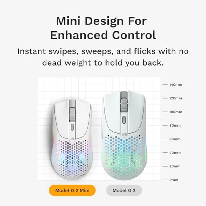 Glorious Model O 2 Mini Wireless Gaming Mouse: Superlight 57g, up to 210hr Battery, Dual Wireless 2.4GHz and Bluetooth 5.2, 26K Optical Sensor, 80M Clicks, 6 Programmable Buttons, FPS Mouse, White by GLORIOUS - Image 4