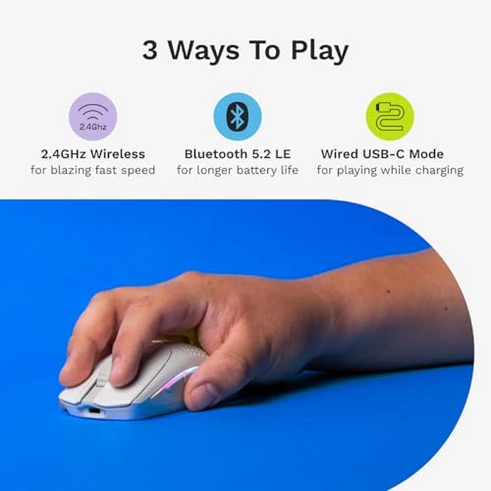 Glorious Model O 2 Mini Wireless Gaming Mouse: Superlight 57g, up to 210hr Battery, Dual Wireless 2.4GHz and Bluetooth 5.2, 26K Optical Sensor, 80M Clicks, 6 Programmable Buttons, FPS Mouse, White by GLORIOUS - Image 5