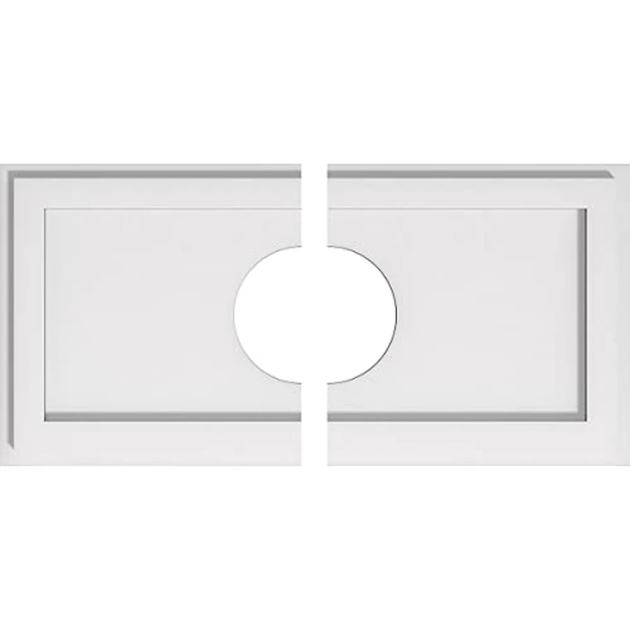Ekena Millwork CMP22X11RE2-05000 Rectangle Architectural Grade PVC Contemporary, Two Piece Urethane Ceiling Medallions 22"W x 11"H x 5"ID x 7 1/2"C x 1"P by Ekena Millwork - Used - Very Good condition