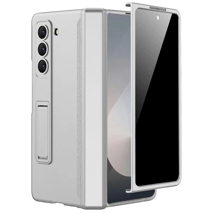Miimall Compatible for Samsung Galaxy Fold 6 Case with Magnetic Hinge Anti-Peeping Screen Protector Anti-Scratch Shockproof Full-Package Protective Hinge Cover Case for Samsung Fold 6-Silver by Miimall - Image 1