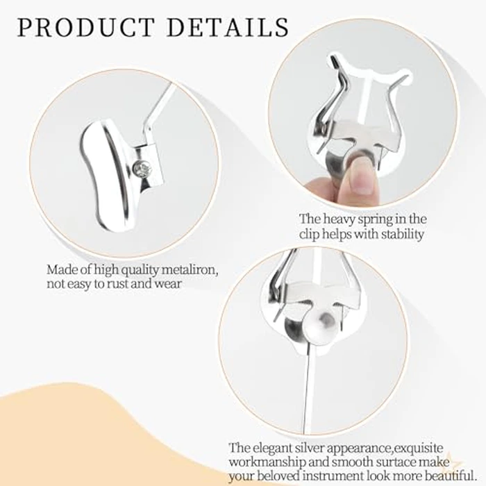 Trombone Lyre,2Pack Silver Trombone Lyre Holder for Marching Band,6.89Inch Trombone Sheet Music Clip and Flip Folder,General Musical Instruments Accessories by KITANIS - Image 3