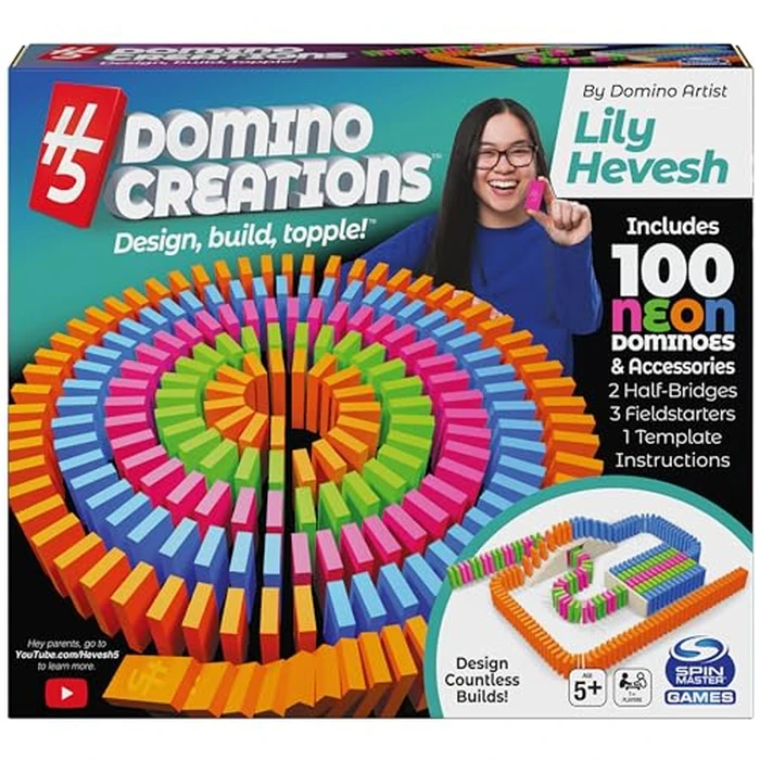 Spin Master Games, Lily Hevesh H5 Domino Creations 100-Piece Neon Dominoes Set, Building Toys for Kids & Family, Classic Activity Game, 1 & Up Players, for Ages 5 & Up by Spin Master Games - Used - Like New condition - US$24.05