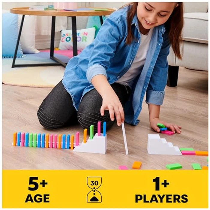Spin Master Games, Lily Hevesh H5 Domino Creations 100-Piece Neon Dominoes Set, Building Toys for Kids & Family, Classic Activity Game, 1 & Up Players, for Ages 5 & Up by Spin Master Games - Image 2