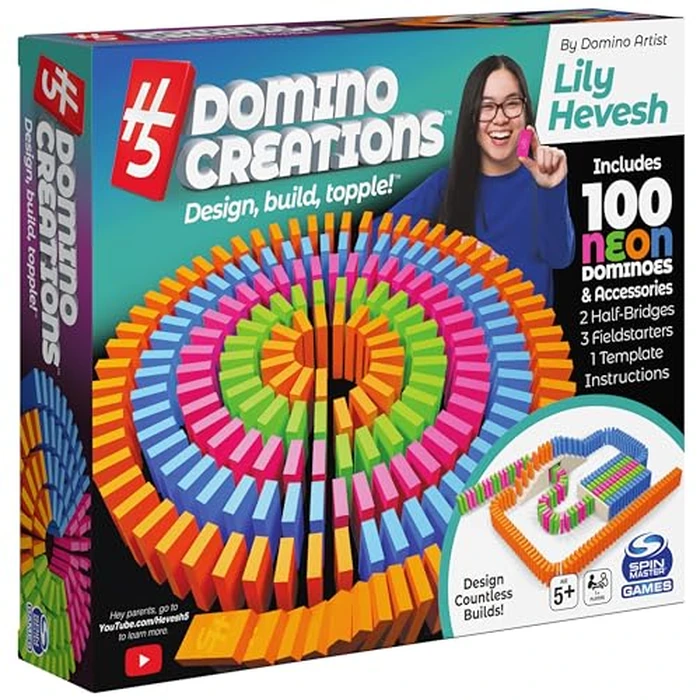 Spin Master Games, Lily Hevesh H5 Domino Creations 100-Piece Neon Dominoes Set, Building Toys for Kids & Family, Classic Activity Game, 1 & Up Players, for Ages 5 & Up by Spin Master Games - Image 9