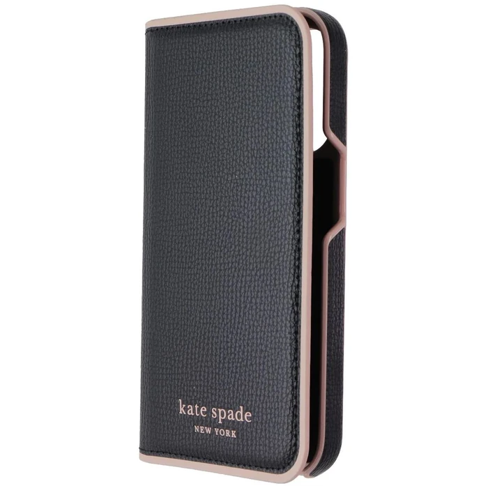 Kate Spade Wrap Folio Phone Case for iPhone 14 Pro - Black/Pale Vellum Bumper by Kate Spade - Image 1