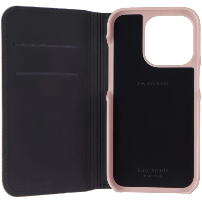 Kate Spade Wrap Folio Phone Case for iPhone 14 Pro - Black/Pale Vellum Bumper by Kate Spade - Image 3
