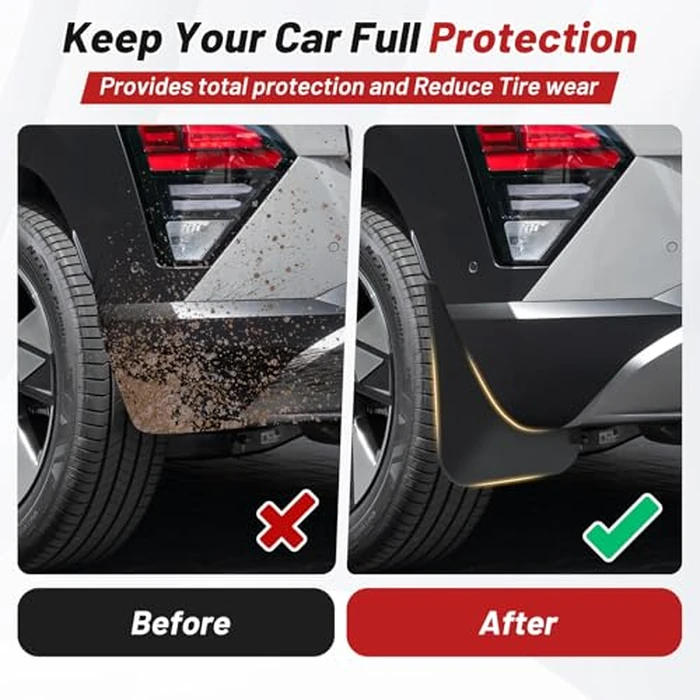 2026 Upgraded Kona Mud Flaps for 2024 2025 2026 Hyundai Kona Accessories,All Weather Kona Splash Guards,No-Drill Front&Rear 4PCS Kona Fender Set with Hardware(NO Fit 2024 N Line Model) by Sunsdrew - Image 4