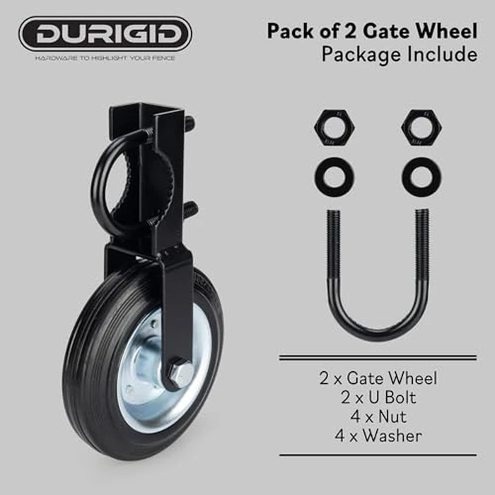 DURIGID 6 Inch Wheel for Gate, Gate Wheels for Metal Tube Gate, Heavy Duty Farm Gate Wheel, Gate Wheels Fit Tube Size from 1-5/8" to 2" O.D, Prevent Gate from Dragging, Black 2 Pack by DURIGID - Image 2