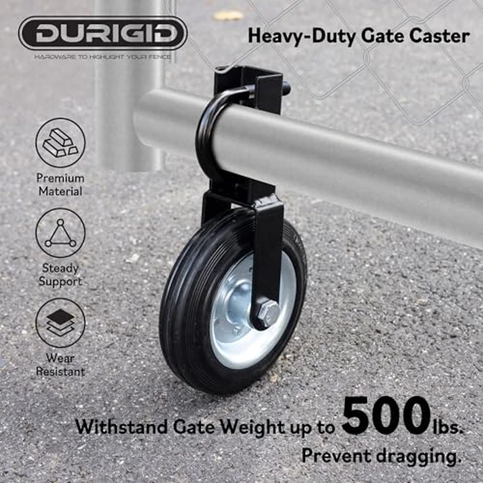 DURIGID 6 Inch Wheel for Gate, Gate Wheels for Metal Tube Gate, Heavy Duty Farm Gate Wheel, Gate Wheels Fit Tube Size from 1-5/8" to 2" O.D, Prevent Gate from Dragging, Black 2 Pack by DURIGID - Image 4