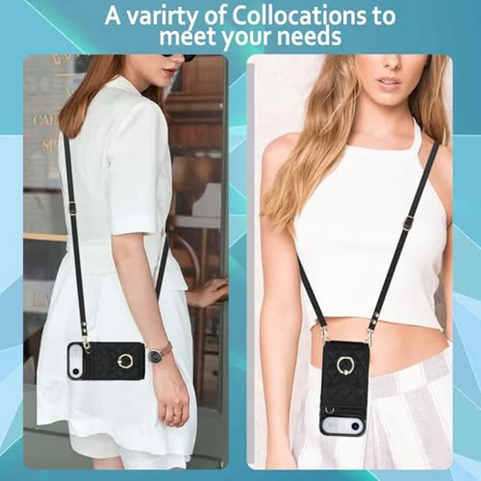 Asuwish Phone Case for iPhone 17 Air 6.5 inch Wallet Cell Cover with Tempered Glass Screen Protector Crossbody Wrist Strap Ring RFID Blocking Card Holder Slot i Phone17 i17 17Air Women Men Girls Black by Asuwish - Image 6