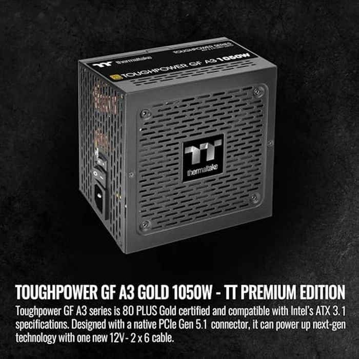 Thermaltake Toughpower GF A3 1050W, True 600W 12V-2x6 Connectors on PSU & NVIDIA RTX 50 Series, ATX 3.1/PCI-E 5.1, 80+ Gold, SLI/Crossfire Ready Power Supply, PS-TPD-1050FNFAGU-L, 10 Year Warranty by Thermaltake - Image 2