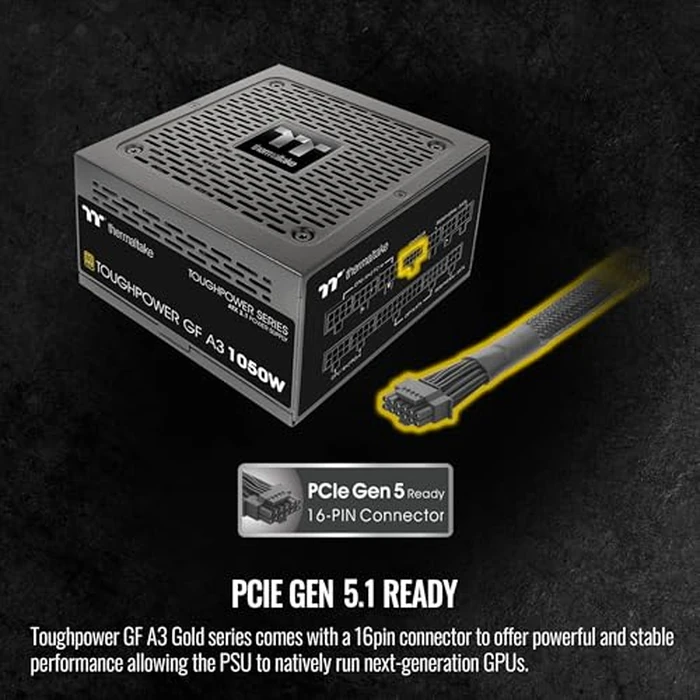 Thermaltake Toughpower GF A3 1050W, True 600W 12V-2x6 Connectors on PSU & NVIDIA RTX 50 Series, ATX 3.1/PCI-E 5.1, 80+ Gold, SLI/Crossfire Ready Power Supply, PS-TPD-1050FNFAGU-L, 10 Year Warranty by Thermaltake - Image 4