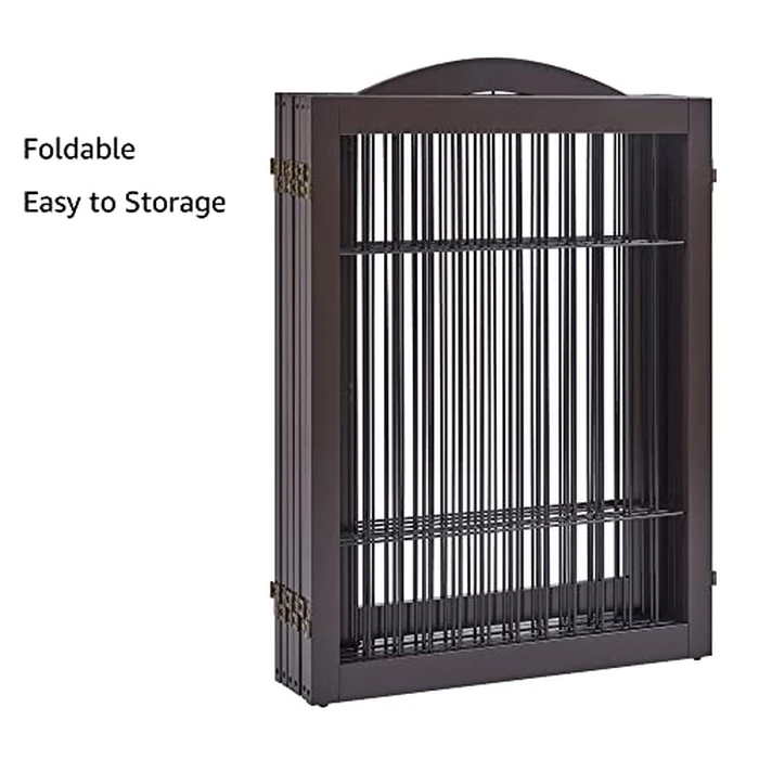 unipaws Extra Wide Dog Gates with Door, 6 Panels Freestanding Walk Through Pet Gate, Extendable Pet Playpen, Espresso by unipaws - Image 5