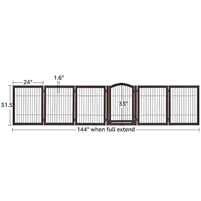 unipaws Extra Wide Dog Gates with Door, 6 Panels Freestanding Walk Through Pet Gate, Extendable Pet Playpen, Espresso by unipaws - Image 6