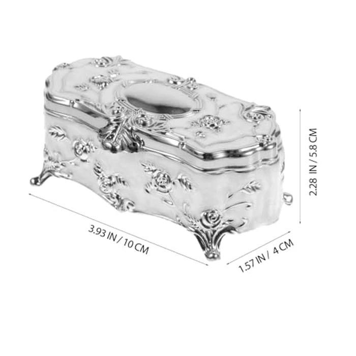 Zerodeko Vintage Embossed Jewelry Box Small Carved Trinket Organizer Case for Rings Earrings Necklaces 3.93X2.28X1.57In Decorative Storage for Home Gift by Zerodeko - Image 6