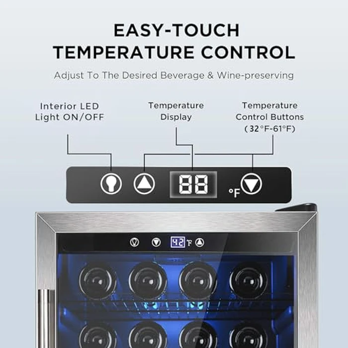 Electactic Wine Cooler 37 Bottle Freestanding Fridge with Stainless Steel Reversible Glass Door, 145 Can Beverage Refrigerator Quiet Compressor for Home Kitchen Bar, 4.5 Cu.ft Silver by Electactic - Image 3