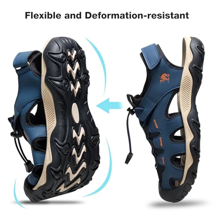 CAMEL CROWN Men's Hiking Sandals Anti-Slipping Athletic Water Shoes with Arch Support Closed Toe Outdoor Summer Camping Sandal for Beach Blue 7 by CAMEL CROWN - Image 5