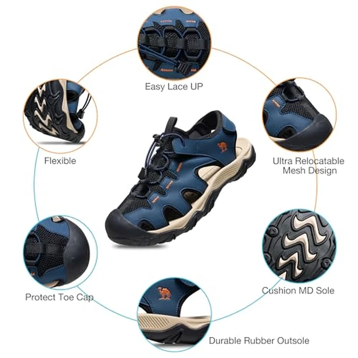 CAMEL CROWN Men's Hiking Sandals Anti-Slipping Athletic Water Shoes with Arch Support Closed Toe Outdoor Summer Camping Sandal for Beach Blue 7 by CAMEL CROWN - Image 6