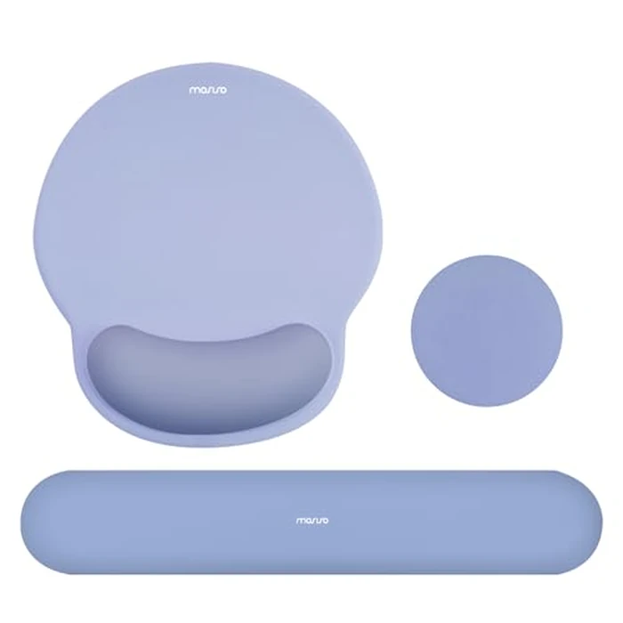 MOSISO Wrist Rest Support for Mouse Pad&Keyboard Set, Circle Curved Ergonomic Mousepad&Coaster Non-Slip Base Home/Office Pain Relief&Easy Typing Pad with Soft Cloth&Silicone Lining, Stone Blue by MOSISO - Used - Very Good condition - US$15.18