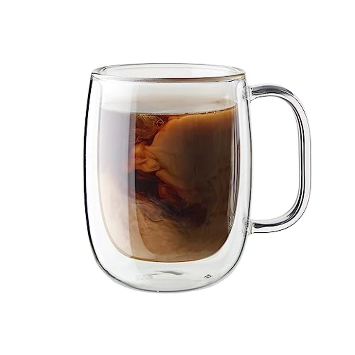 ZWILLING Sorrento Plus 2-pc Double-Wall Glass Coffee Mug Set, 12-oz, 355ml, Clear by ZWILLING J.A. Henckels - Used - Like New condition - US$31.05