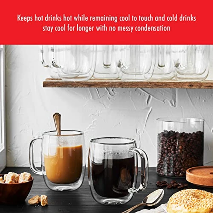 ZWILLING Sorrento Plus 2-pc Double-Wall Glass Coffee Mug Set, 12-oz, 355ml, Clear by ZWILLING J.A. Henckels - Image 2