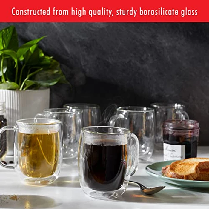 ZWILLING Sorrento Plus 2-pc Double-Wall Glass Coffee Mug Set, 12-oz, 355ml, Clear by ZWILLING J.A. Henckels - Image 3