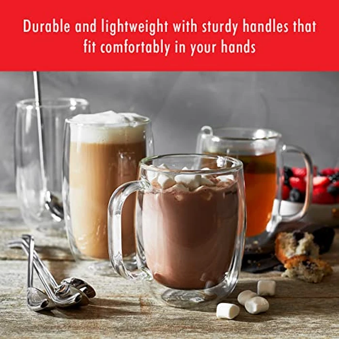 ZWILLING Sorrento Plus 2-pc Double-Wall Glass Coffee Mug Set, 12-oz, 355ml, Clear by ZWILLING J.A. Henckels - Image 5