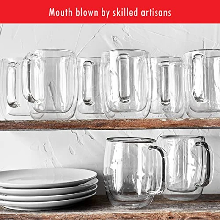 ZWILLING Sorrento Plus 2-pc Double-Wall Glass Coffee Mug Set, 12-oz, 355ml, Clear by ZWILLING J.A. Henckels - Image 7