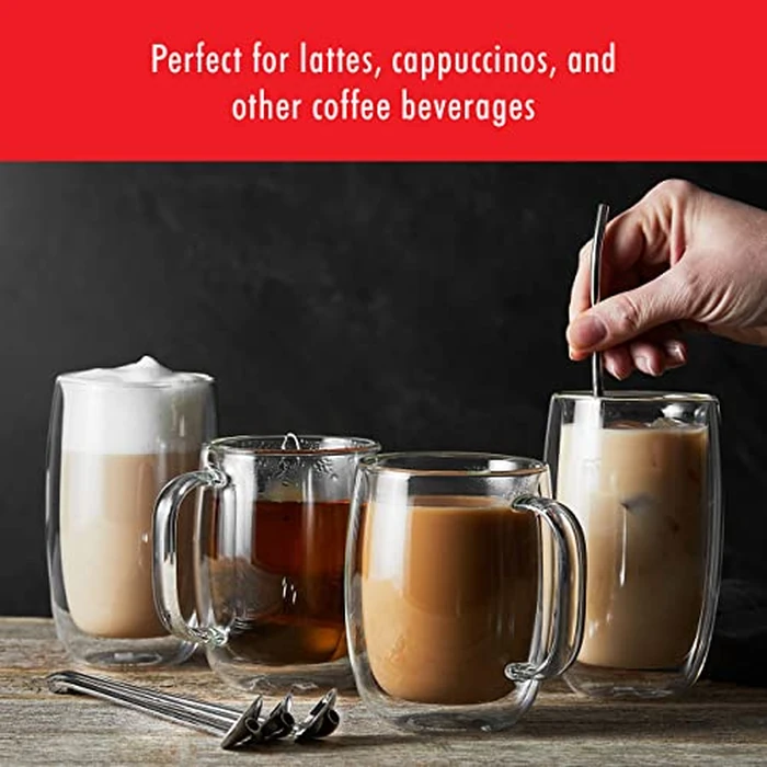 ZWILLING Sorrento Plus 2-pc Double-Wall Glass Coffee Mug Set, 12-oz, 355ml, Clear by ZWILLING J.A. Henckels - Image 8