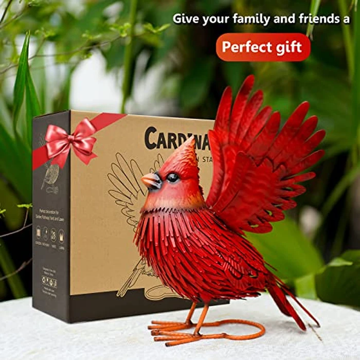 Nacome Cardinal Garden Decor Metal Yard: Art Outdoor Sculptures & Statues Large Red Bird Ornaments for Patio Balcony Front Backyard - Valentines Day Gifts for Her Wife Women Mom Grandma Birthday by Nacome - Image 2