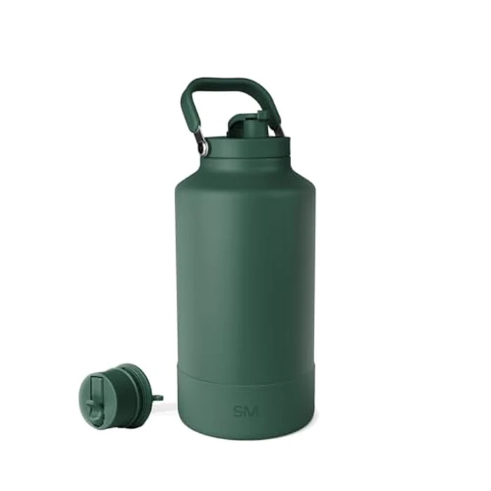 Simple Modern Trek Pivot | Gallon Water Bottle Jug with Handle & Boot | Interchangeable Straw & Chug Lids | Large Insulated Stainless Steel | Sports Camping Outdoors | 128oz, Forest by Simple Modern - Used - Good condition - CA$56.15