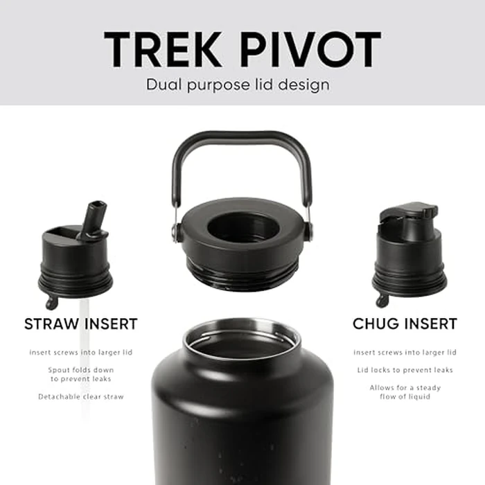 Simple Modern Trek Pivot | Gallon Water Bottle Jug with Handle & Boot | Interchangeable Straw & Chug Lids | Large Insulated Stainless Steel | Sports Camping Outdoors | 128oz, Forest by Simple Modern - Image 2