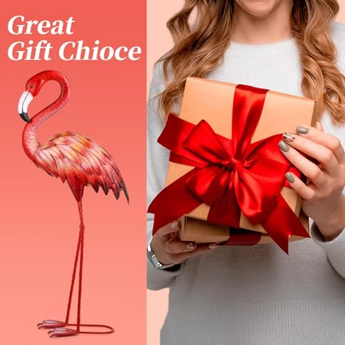 Shorayn Pink Flamingo Garden Statue Outdoor Decor Metal Yard Art Lawn Ornaments for Backyard Pond Patio Porch Outside Decorations,Large Size by Shorayn - Image 4