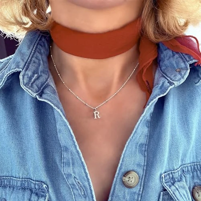 De Amo Sara Initial Necklaces for Women, Silver Plated Dainty A-Z Pendant Letter Charm Necklace Personalized Name Necklaces for Women Trendy Jewelry Gift by De Amo Sara - Image 3