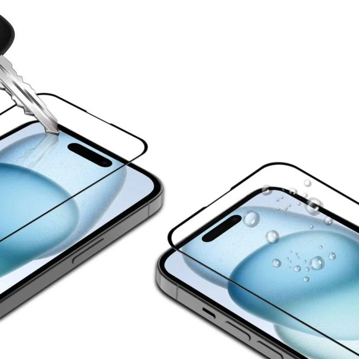 MyBat Pro Full Coverage Tempered Glass Screen Protector for iPhone 15 - Transparent/Black - Brand New by MyBat Pro - Image 3