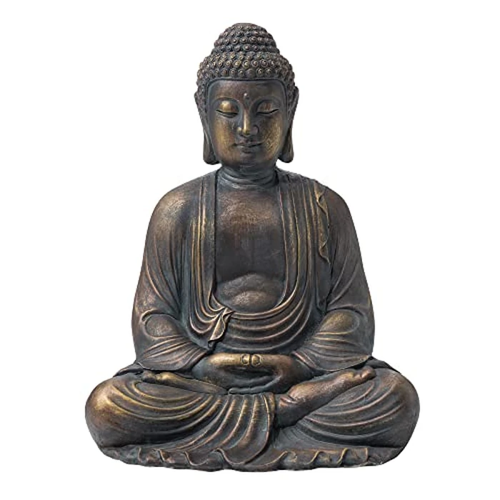 Glitzhome 22.75-inch Zen Meditation Buddha Garden Statue, Bronze Large Indoor and Outdoor Sculpture, Hand-Finished MGO & Fiberglass Decor for Home Patio Yard by Glitzhome - Used - Like New condition - US$98.10