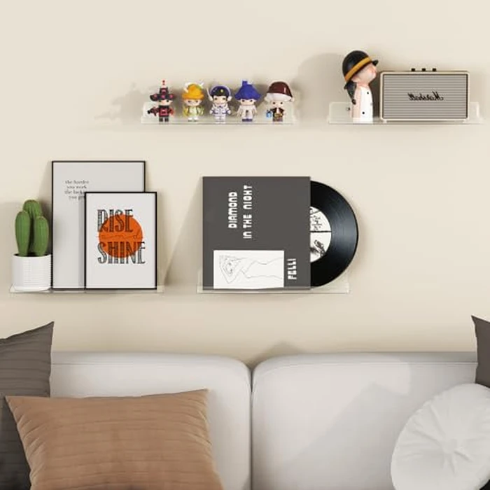 Lifewit Floating Shelves Wall Mounted, 6 Pack 15" Clear Acrylic Wall Shelf Kids Bookshelf Display Holder Room Decor for Book/Magazine/Photo/Makeup/Figures in Bathroom, Living Room, Bedroom, Kitchen by Lifewit - Image 2