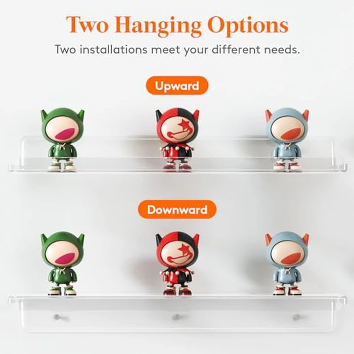 Lifewit Floating Shelves Wall Mounted, 6 Pack 15" Clear Acrylic Wall Shelf Kids Bookshelf Display Holder Room Decor for Book/Magazine/Photo/Makeup/Figures in Bathroom, Living Room, Bedroom, Kitchen by Lifewit - Image 6