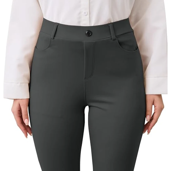 VIMPEP Women’s Classic Yoga Dress Pants High Rise Flare Soft Feeling Pull On Work Yoga Pants for Business Office Work 2102 31 Dark Grey M by VIMPEP - Used - Like New condition